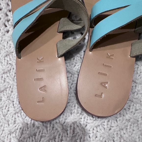 LAiik Flat Leather Womens Sandals
Greece Sz 41US 11 Turquoise Blue - Picture 2 of 6